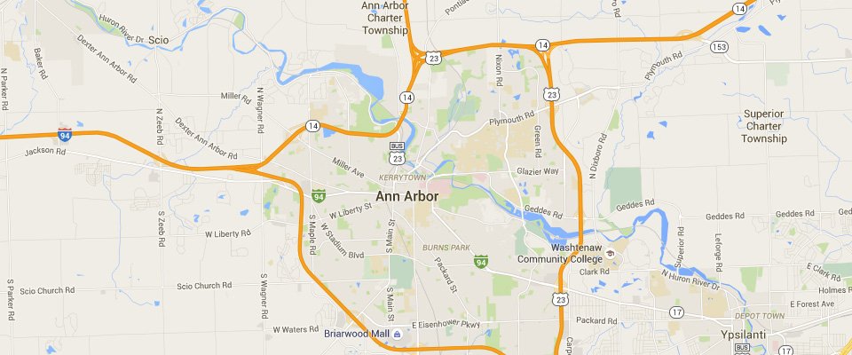 Ann Arbor Waste Dumpster Rental Service Area Map